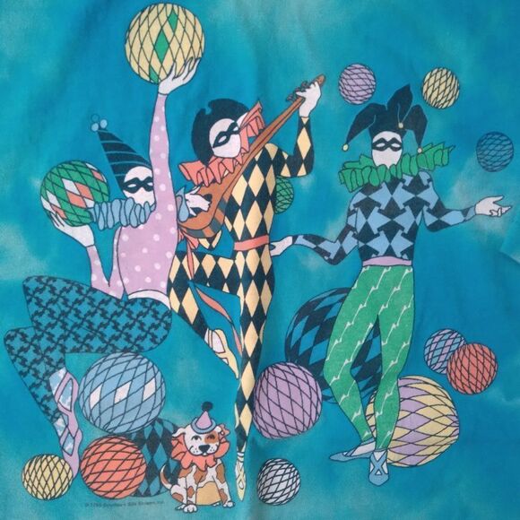 Vintage Harlequins Magicians Clowns Reverse Dye T-Shirt - Picture 1 of 9